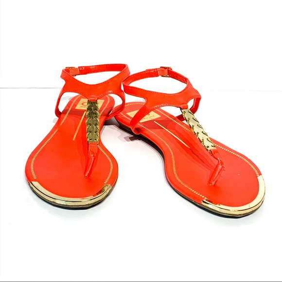 DOLCE VITA Orange and Gold Ankle Strap Sandal 7.5 - Picture 1 of 8
